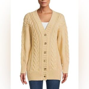 Tommy Alpaca Cable Knit Cardigan Sweater size s